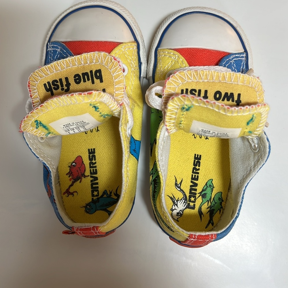 Infant Dr Seuss Converse Sneakers one fish two fish red fish blue fish Size 6 - Picture 8 of 10